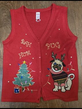 Holiday Time Red Knit Sweater with Holiday Graphic